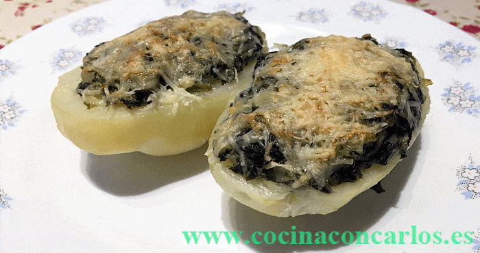 Patatas Gratinadas Rellenas de Acelgas